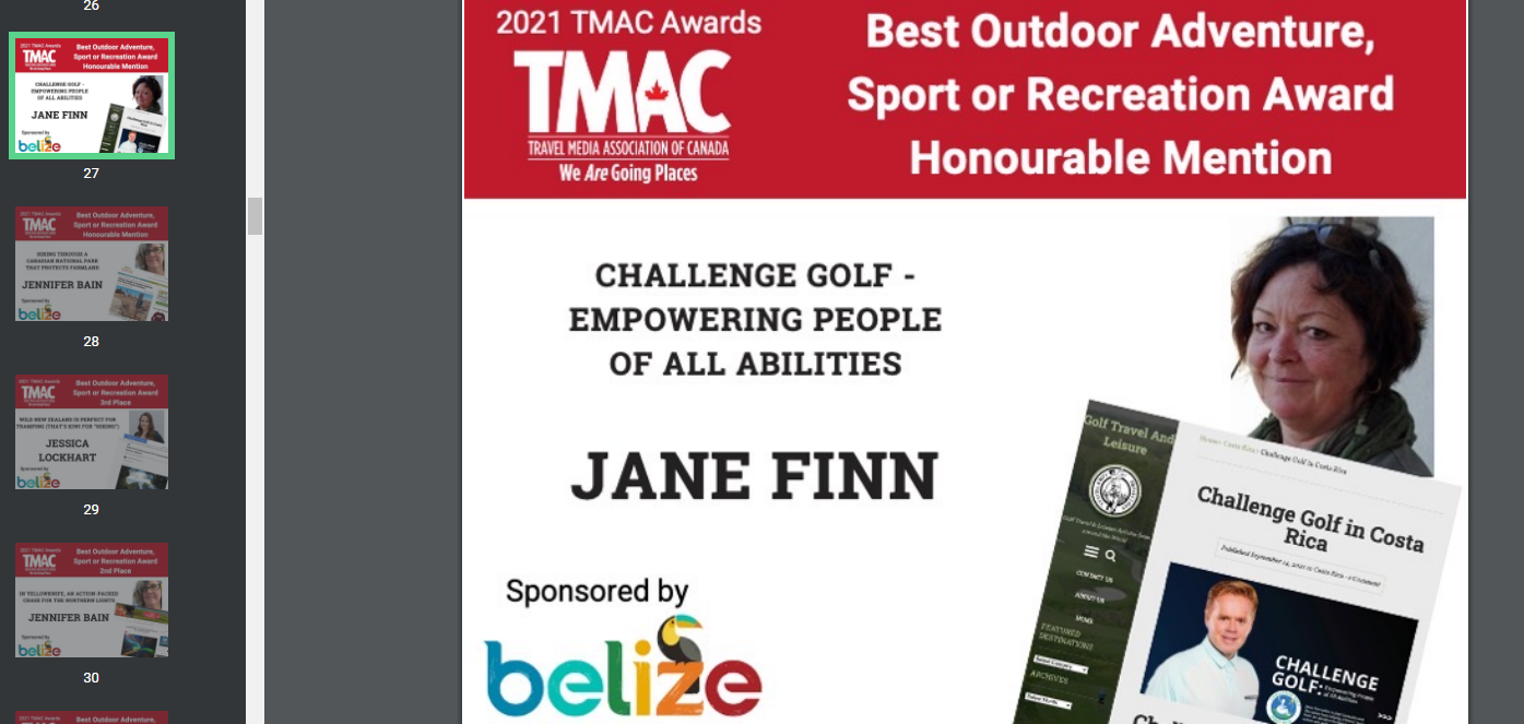 Reconocimiento por Challenge Golf